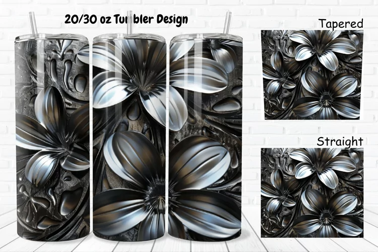 3D Metal Flower 20/30oz Skinny Tumbler