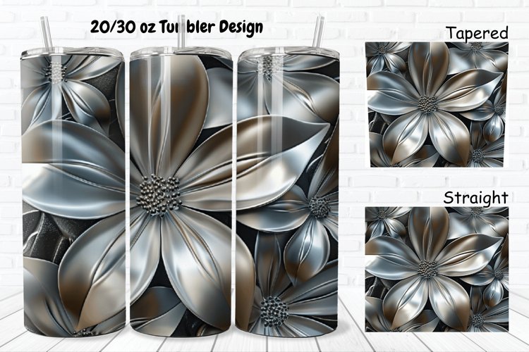 3D Metal Flower 20/30oz Skinny Tumbler