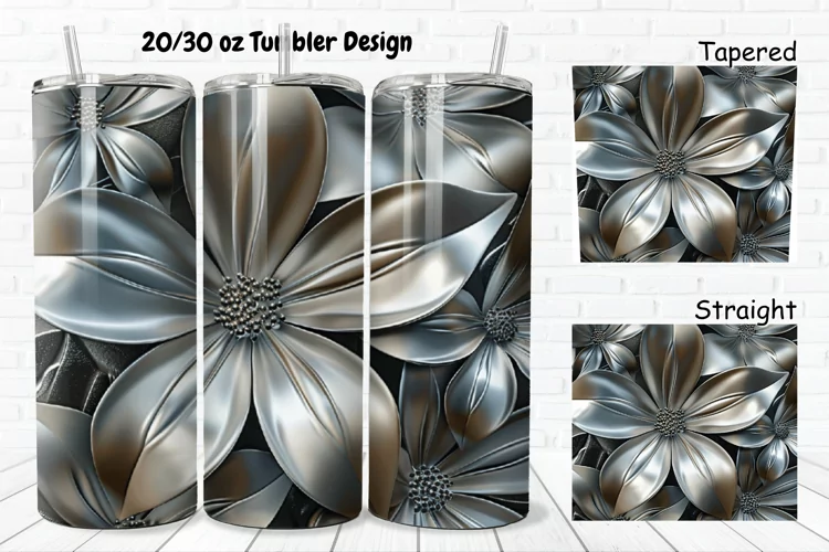 3D Metal Flower 20/30oz Skinny Tumbler