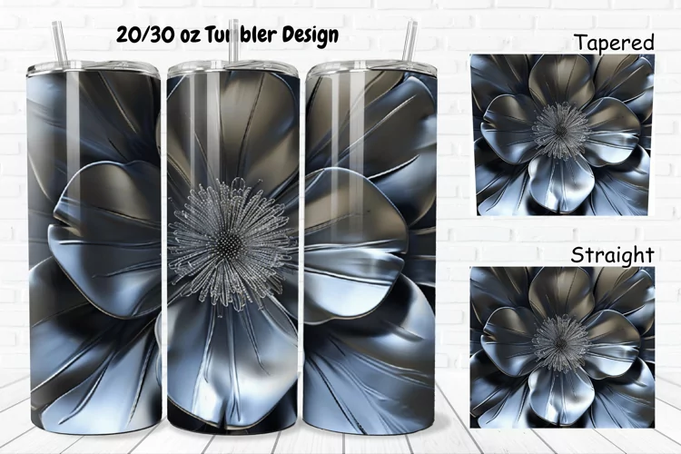 3D Metal Flower 20/30oz Skinny Tumbler