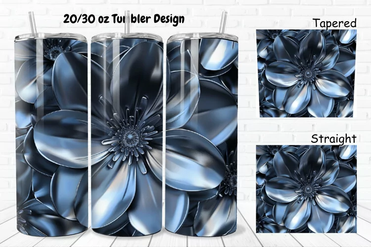 3D Metal Flower 20/30oz Skinny Tumbler
