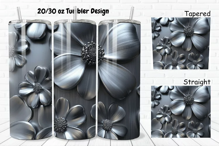 3D Metal Flower 20/30oz Skinny Tumbler