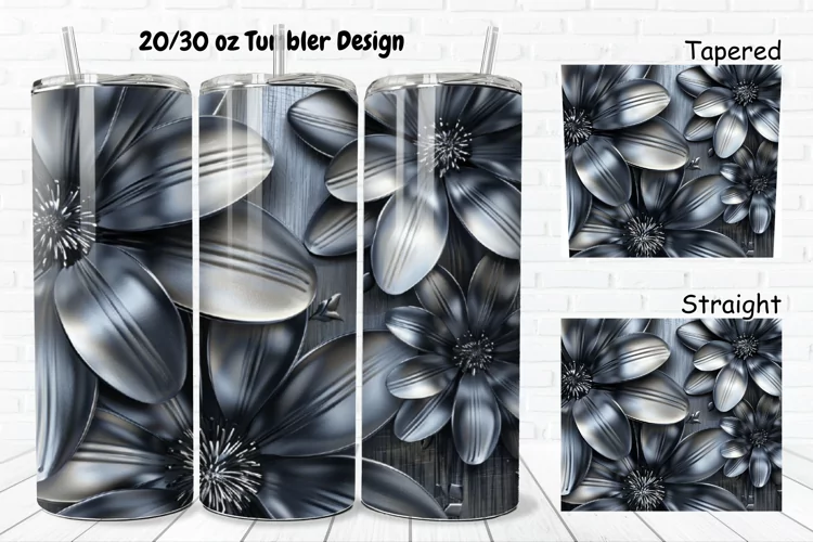 3D Metal Flower 20/30oz Skinny Tumbler