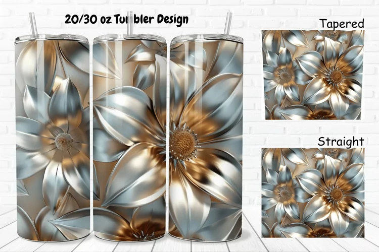 3D Metal Flower 20/30oz Skinny Tumbler