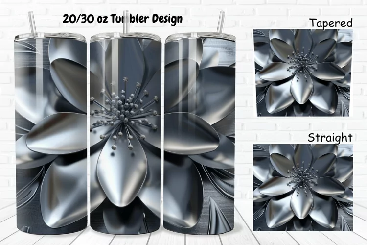 3D Metal Flower 20/30oz Skinny Tumbler