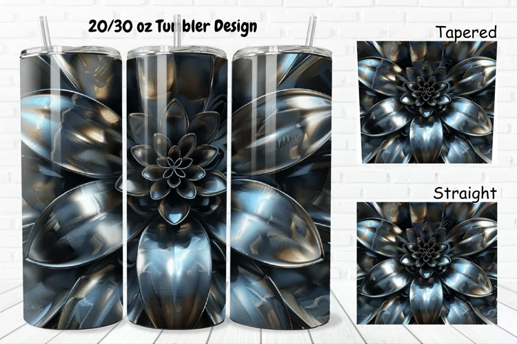 3D Metal Flower 20/30oz Skinny Tumbler