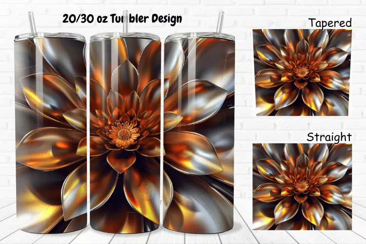 3D Metal Flower 20/30oz Skinny Tumbler
