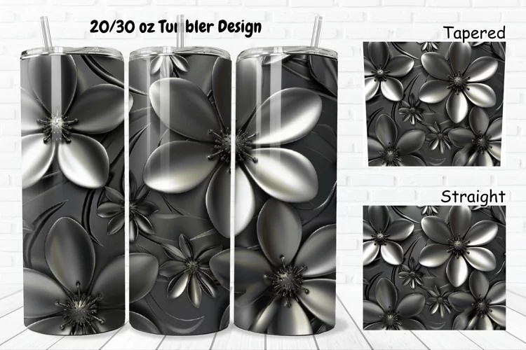 3D Metal Flower 20/30oz Skinny Tumbler