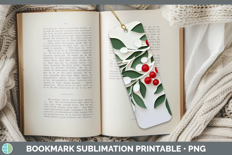3D Mistletoe Bookmark Sublimation Printable Designs