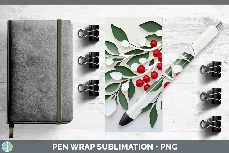 3D Mistletoe Pen Wrap Sublimation Pen Designs