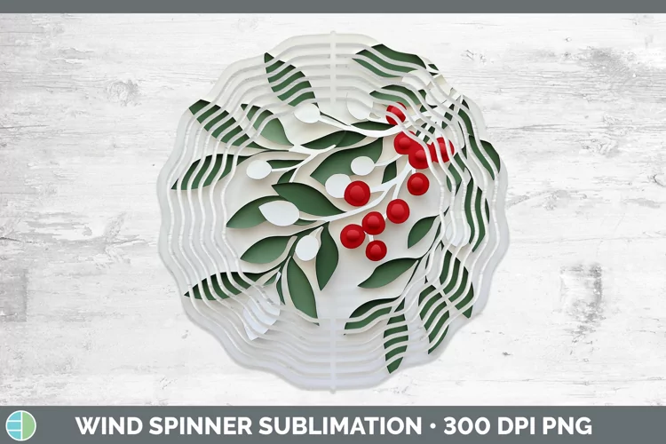 3D Mistletoe Wind Spinner Sublimation Spinner Designs