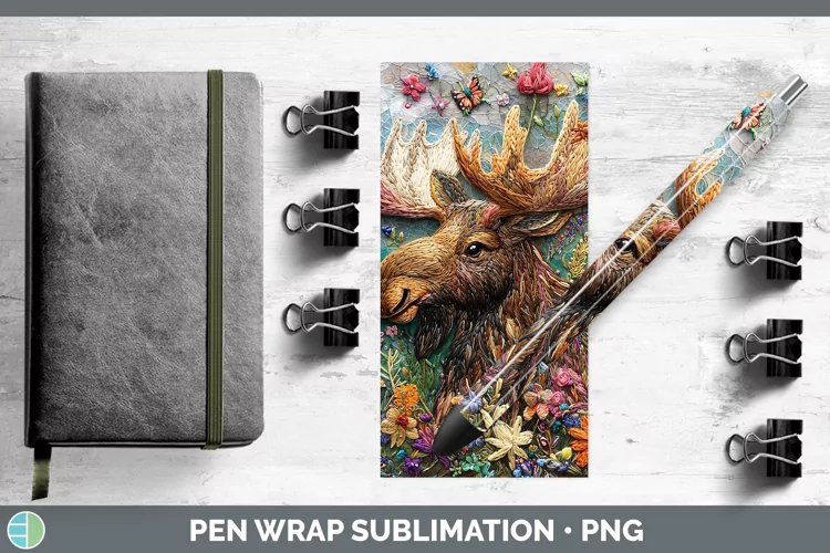 3D Moose Pen Wrap Sublimation Pen Designs