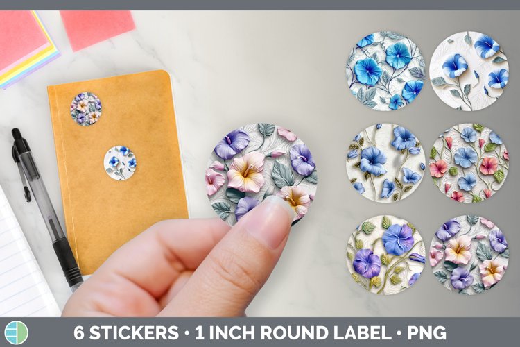 Bundle of six 3D Stickers designs.