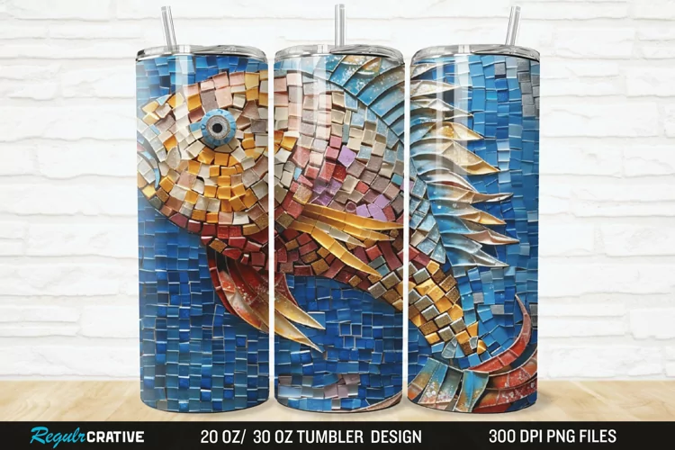 3D Mosaic Tile Fish 20/30oz Skinny Tumbler