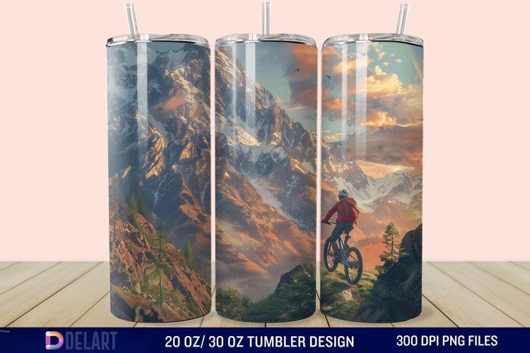 3D Mountain Biker Tumbler Wrap example image 1
