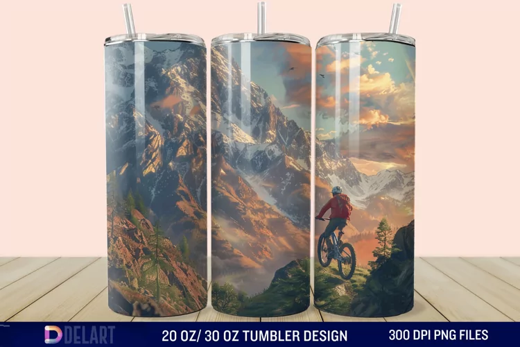 3D Mountain Biker Tumbler Wrap