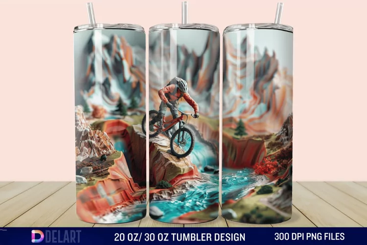 3D Mountain Biker Tumbler Wrap