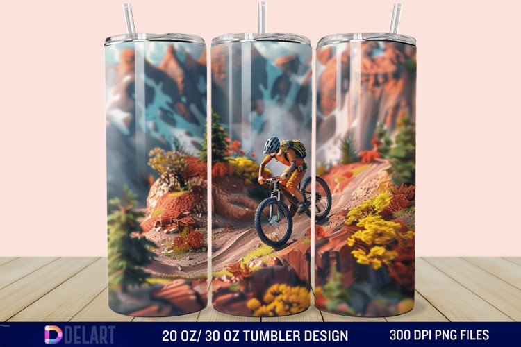 3D Mountain Biker Tumbler Wrap example image 1