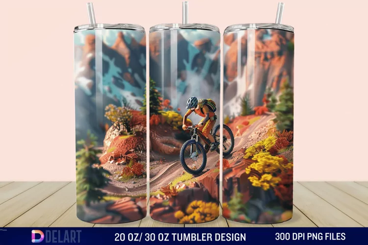 3D Mountain Biker Tumbler Wrap