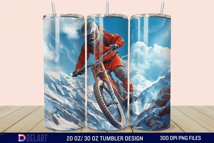 3D Mountain Biker Tumbler Wrap