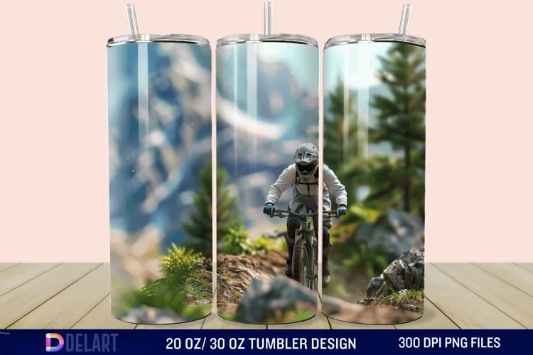 3D Mountain Biker Tumbler Wrap