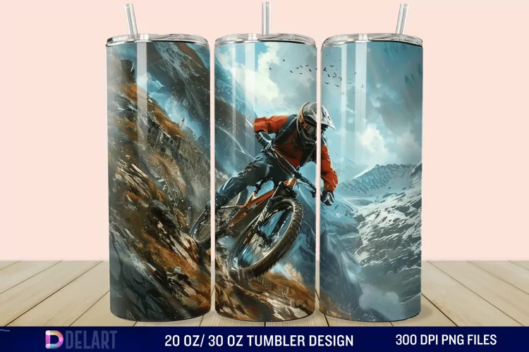 3D Mountain Biker Tumbler Wrap