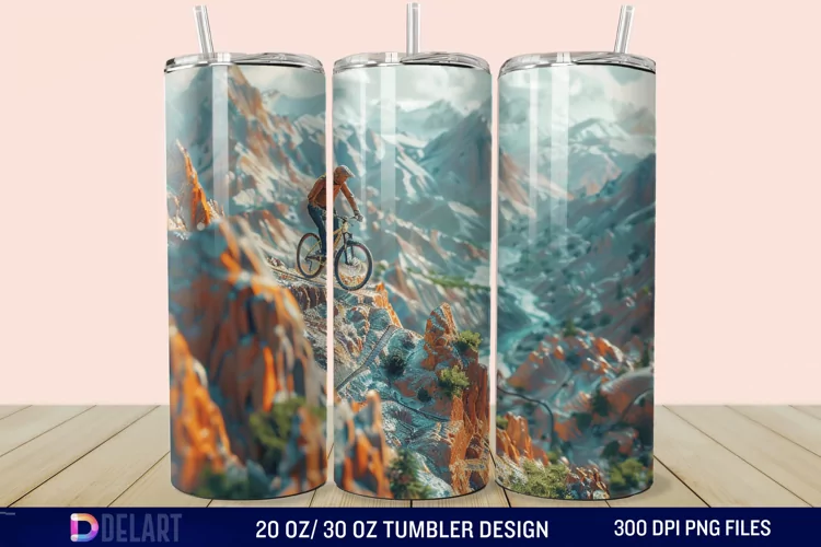 3D Mountain Biker Tumbler Wrap