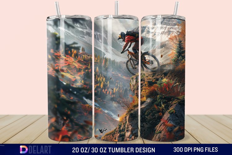 3D Mountain Biker Tumbler Wrap example image 1