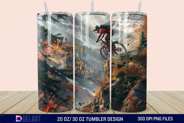 3D Mountain Biker Tumbler Wrap
