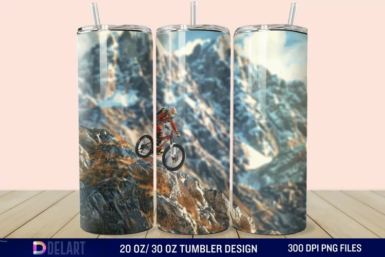 3D Mountain Biker Tumbler Wrap