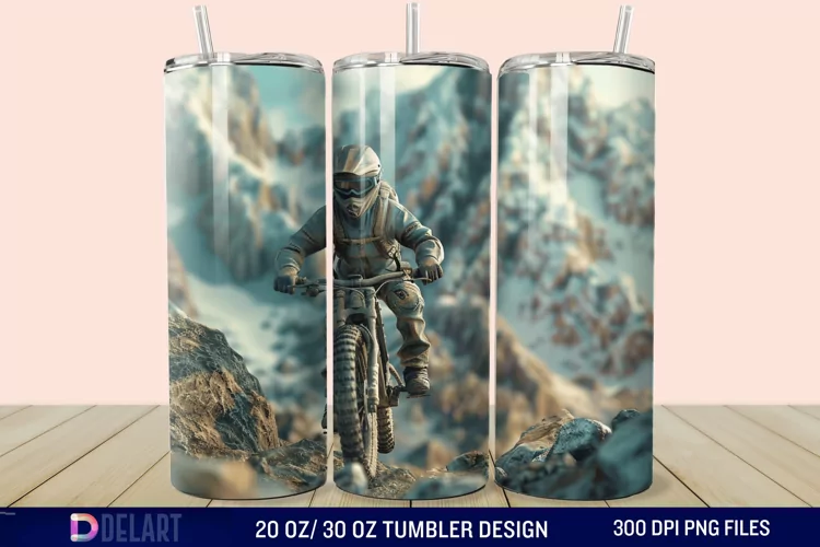 3D Mountain Biker Tumbler Wrap
