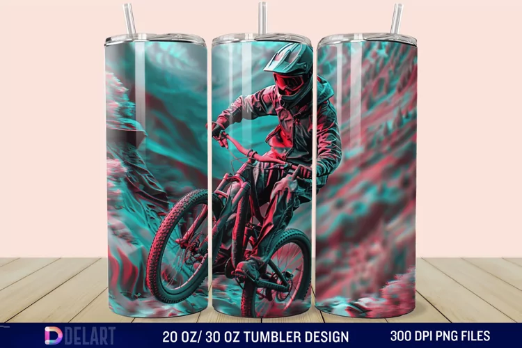 3D Mountain Biker Tumbler Wrap