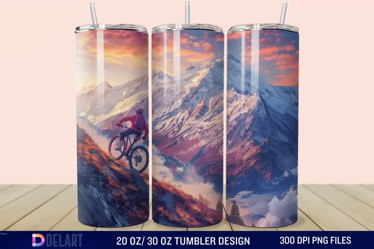 3D Mountain Biker Tumbler Wrap