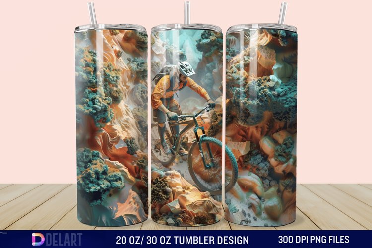 3D Mountain Biker Tumbler Wrap example image 1