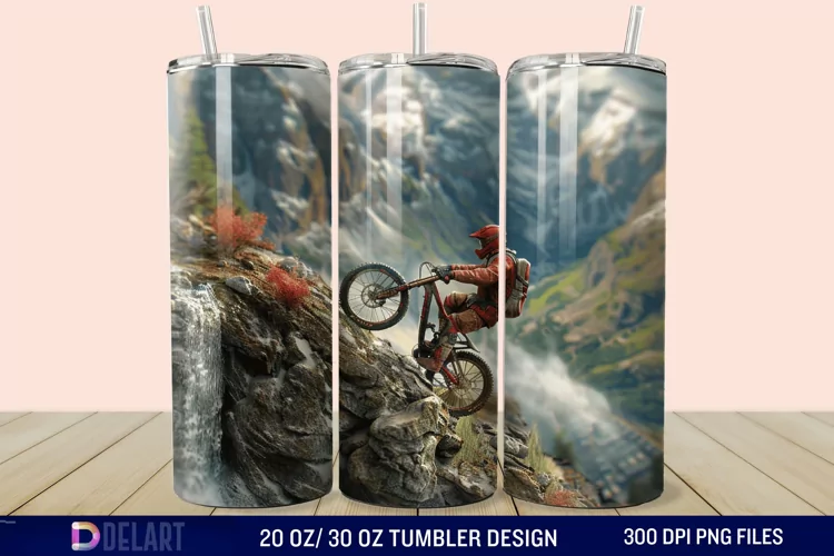3D Mountain Biker Tumbler Wrap