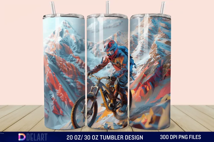 3D Mountain Biker Tumbler Wrap