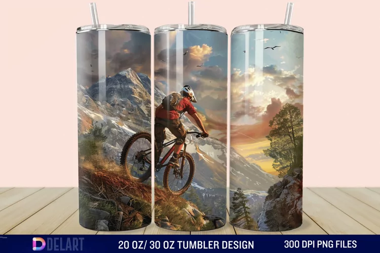 3D Mountain Biker Tumbler Wrap