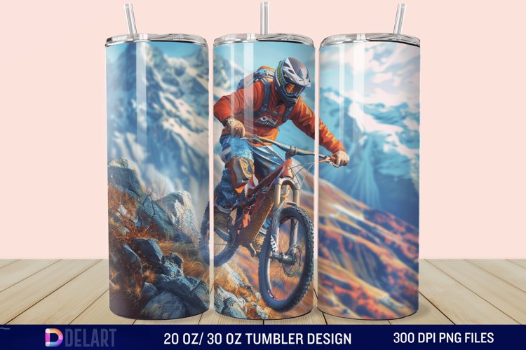 3D Mountain Biker Tumbler Wrap example image 1