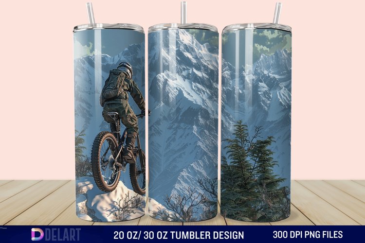 3D Mountain Biker Tumbler Wrap example image 1