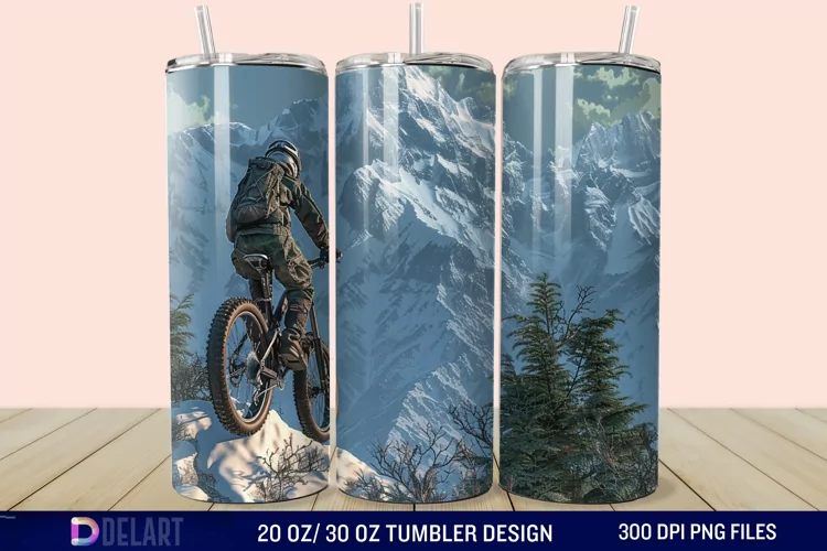 3D Mountain Biker Tumbler Wrap