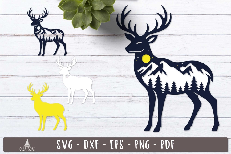 3d Mountain Deer Layered SVG design
