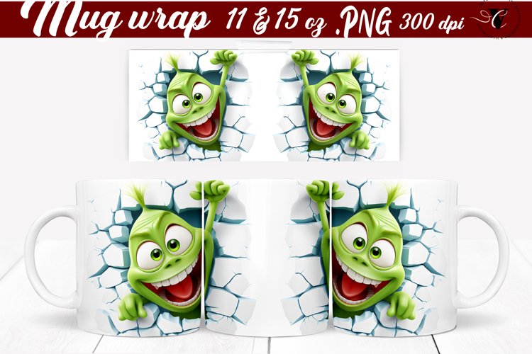 3D Mug wrap | Funny Brick Wall example image 1