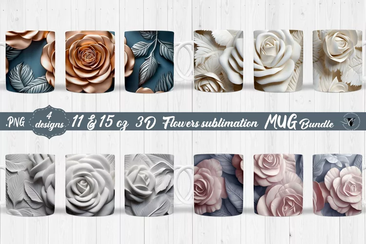 3D Mug wrap | 3D rose