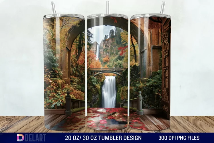 3D Multnomah Falls Oregon Tumbler Wrap