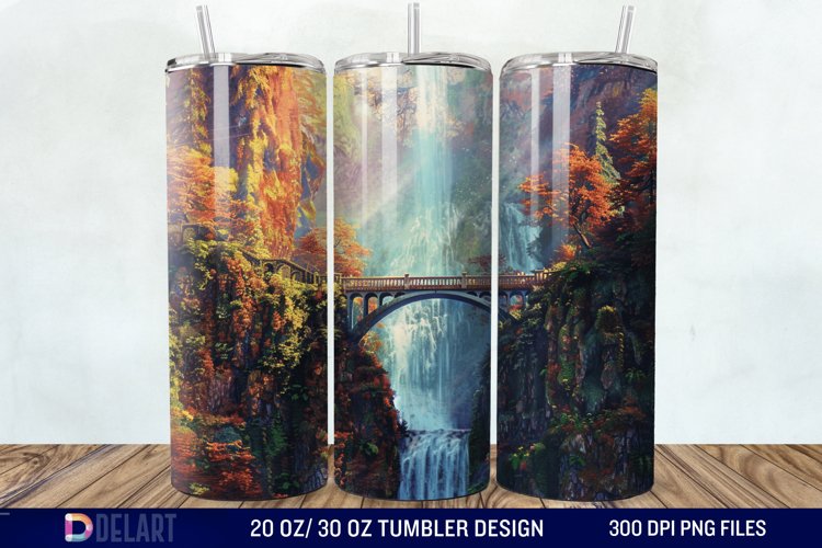 3D Multnomah Falls Oregon Tumbler Wrap example image 1