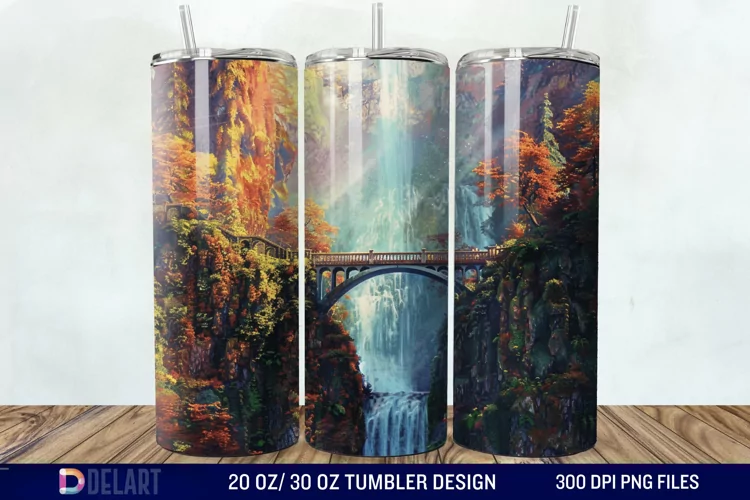 3D Multnomah Falls Oregon Tumbler Wrap