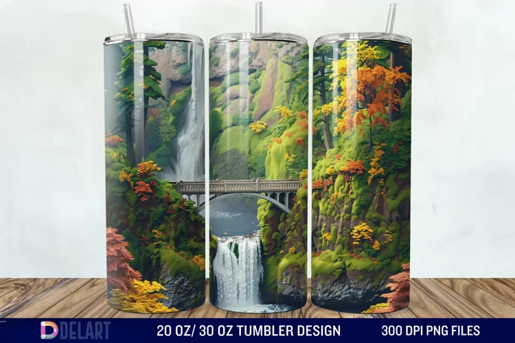 3D Multnomah Falls Oregon Tumbler Wrap