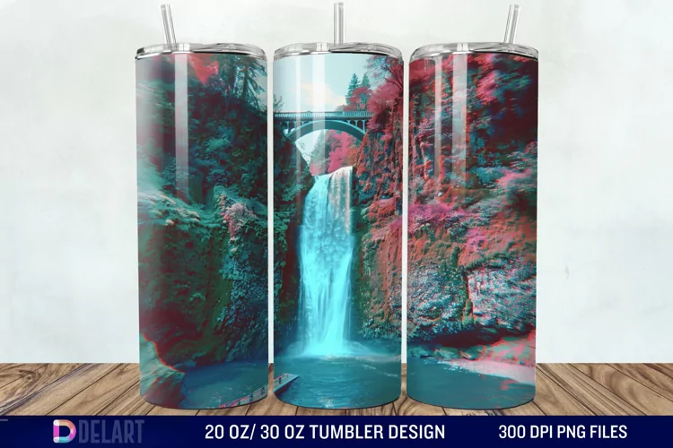 3D Multnomah Falls Oregon Tumbler Wrap