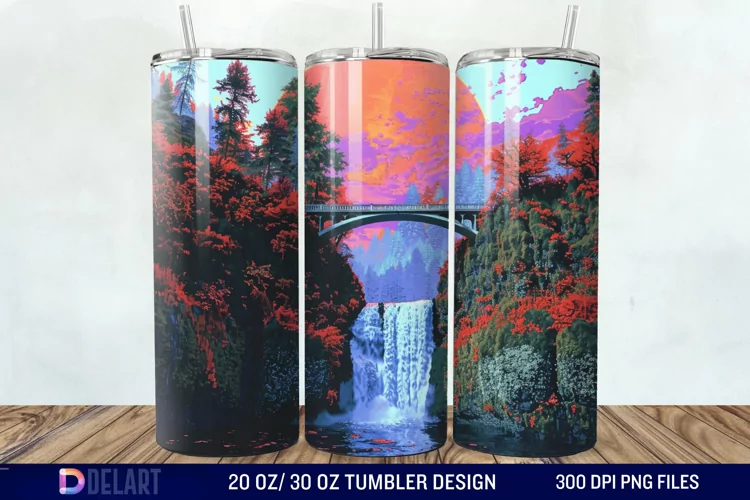 3D Multnomah Falls Oregon Tumbler Wrap