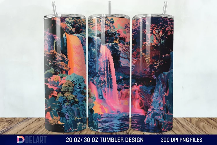 3D Multnomah Falls Oregon Tumbler Wrap